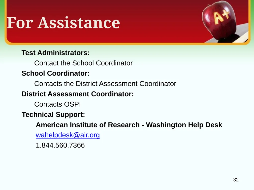 School Coordinator Training Smarter Balanced - slide 32 of 32