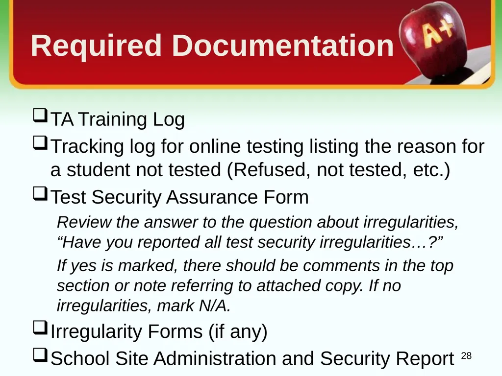 School Coordinator Training Smarter Balanced - slide 28 of 32