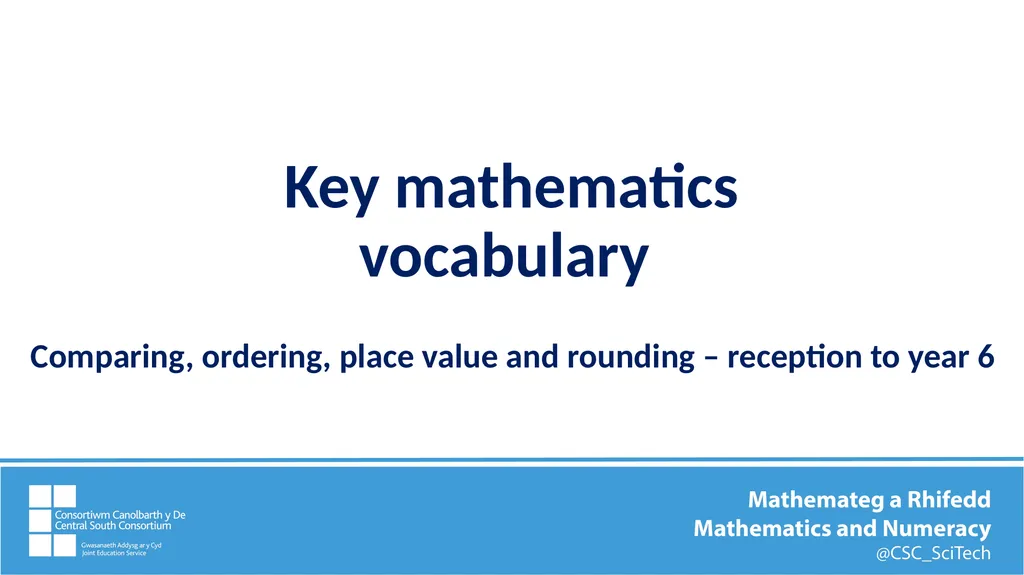 Key mathematics vocabulary Comparing, ordering, - slide 1 of 12