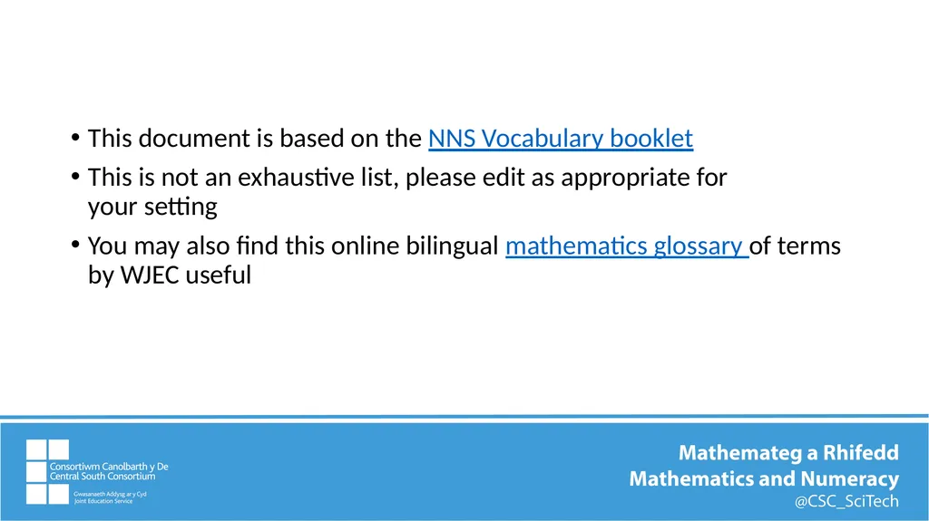 Key mathematics vocabulary Comparing, ordering, - slide 2 of 12