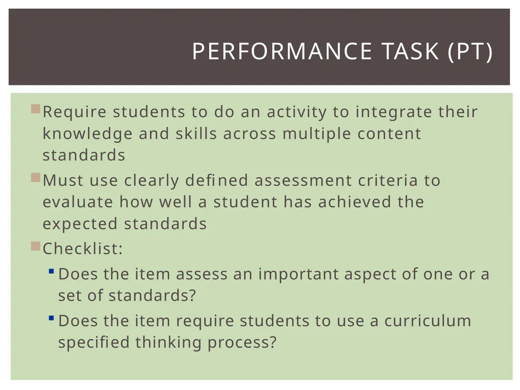 Item types Assessing item quality Math Item TYPES - slide 21 of 32
