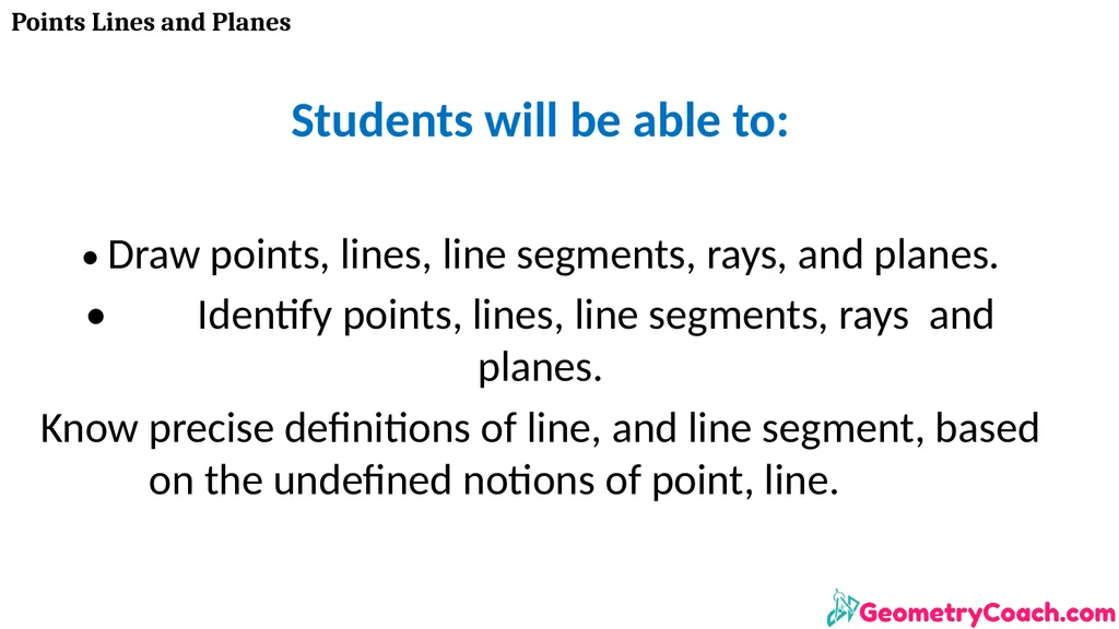 Points Lines and Planes Unit 1 Lesson 2 Points - slide 2 of 46