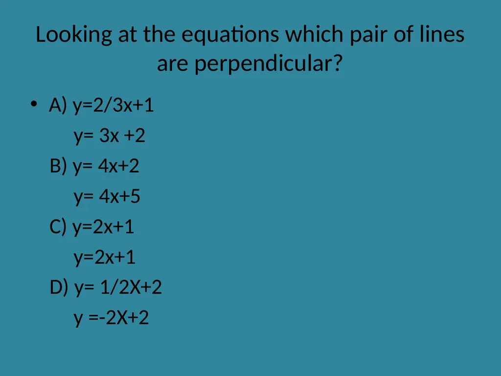 Parallel and Perpendicular Lines Pre AP Geometry - slide 6 of 8