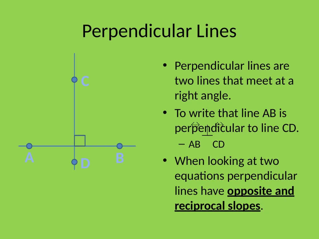 Parallel and Perpendicular Lines Pre AP Geometry - slide 5 of 8