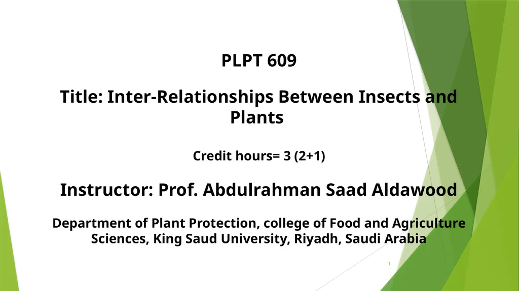 PLPT 609 Title: Inter-Relationships Between - slide 1 of 17