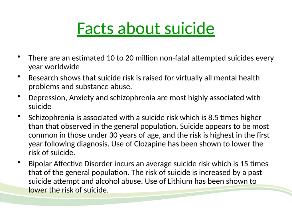Overview of clinical risk: psychiatric emergencies - slide 13 of 27