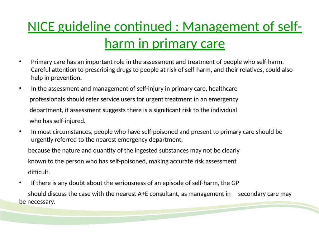 Overview of clinical risk: psychiatric emergencies - slide 10 of 27