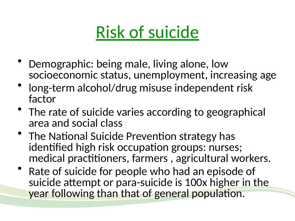 Overview of clinical risk: psychiatric emergencies - slide 14 of 27