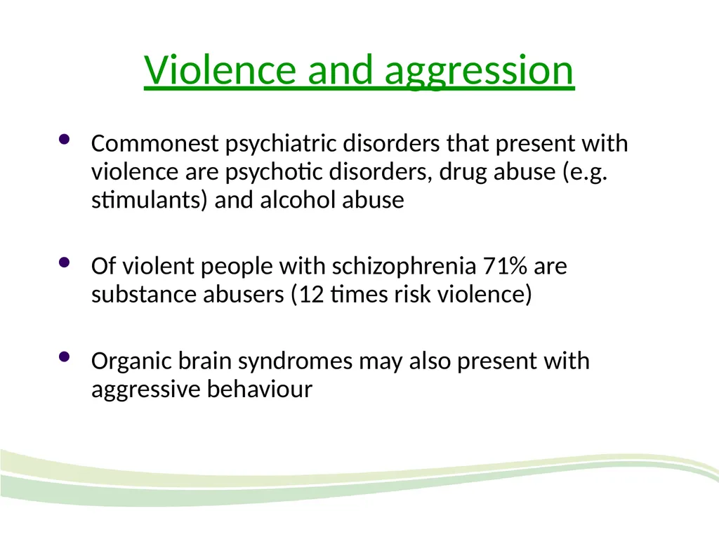 Overview of clinical risk: psychiatric emergencies - slide 24 of 27