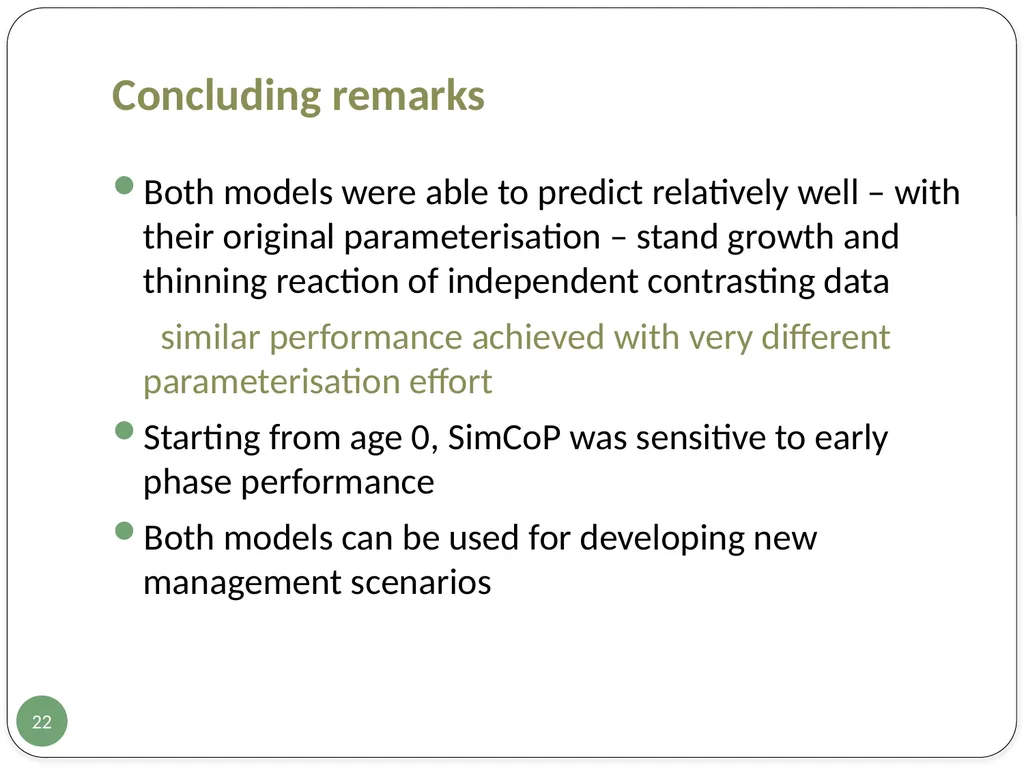 Evaluation of two European growth models for - slide 22 of 24