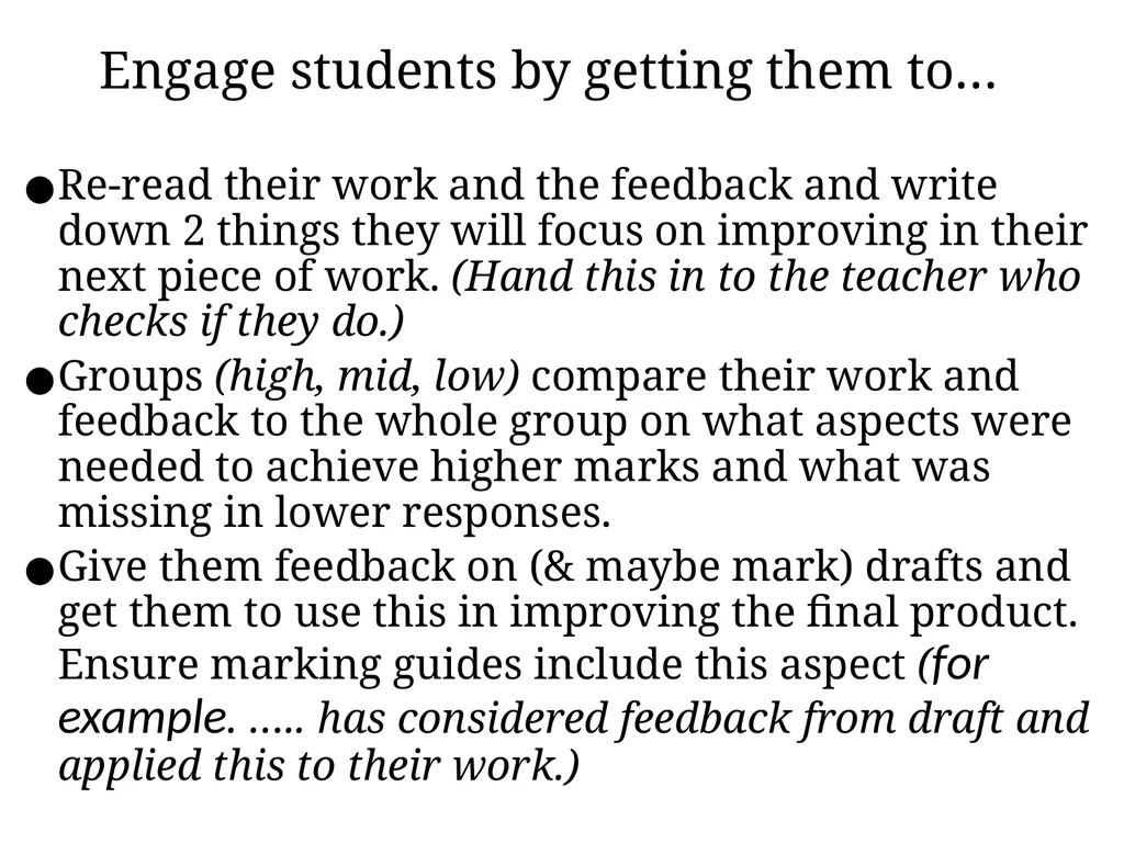 Feedback to improve student learning Directed - slide 13 of 16