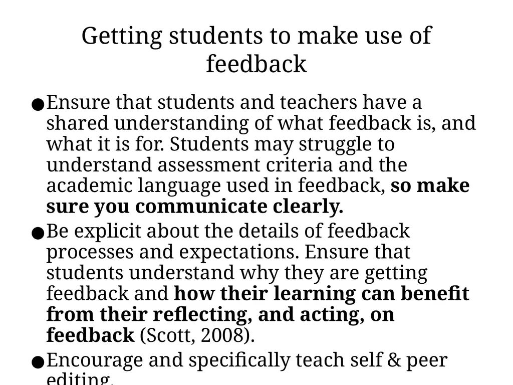 Feedback to improve student learning Directed - slide 9 of 16