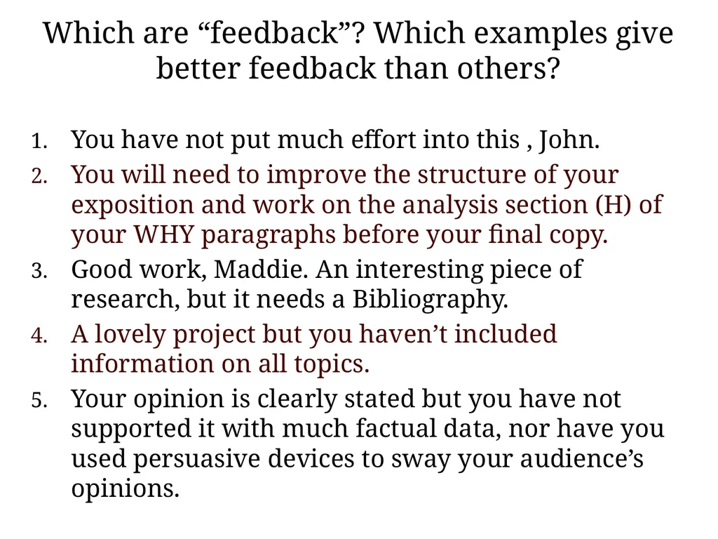 Feedback to improve student learning Directed - slide 4 of 16
