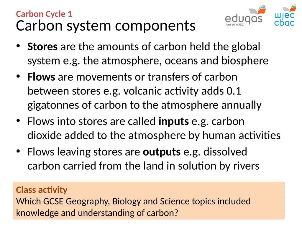 CARBON CYCLE 1 : system concepts WJEC Focus Box - slide 2 of 13