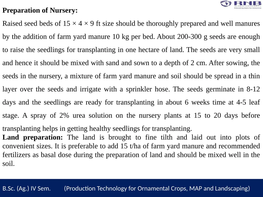 Course Name- Production Technology for Ornamental - slide 7 of 11