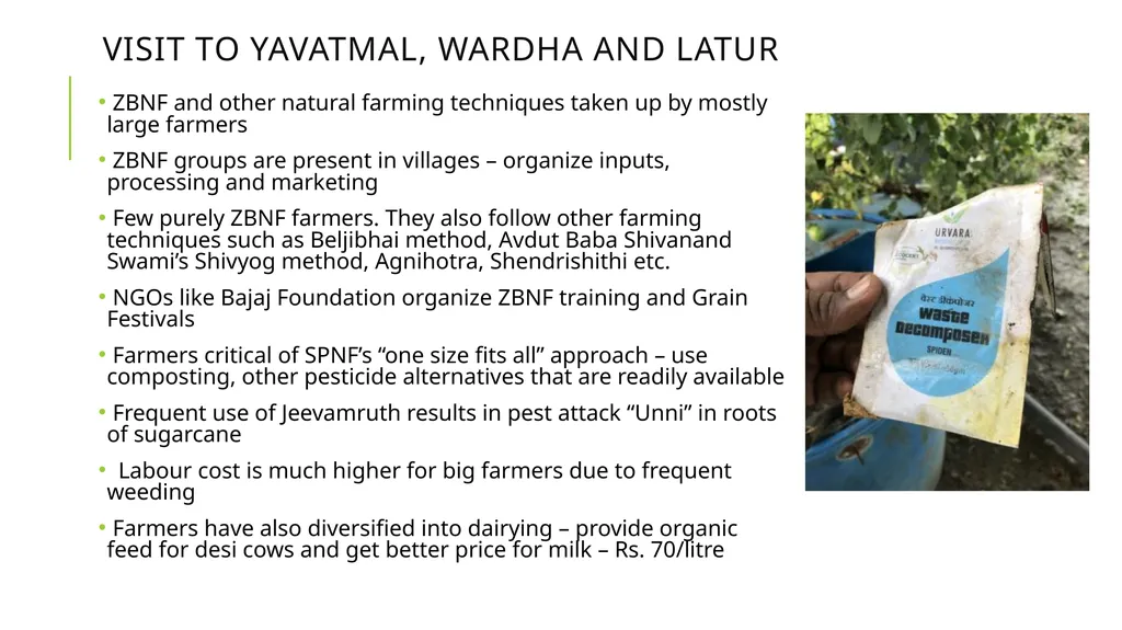 Zero budget natural farming Exploratory Fieldwork - slide 6 of 17
