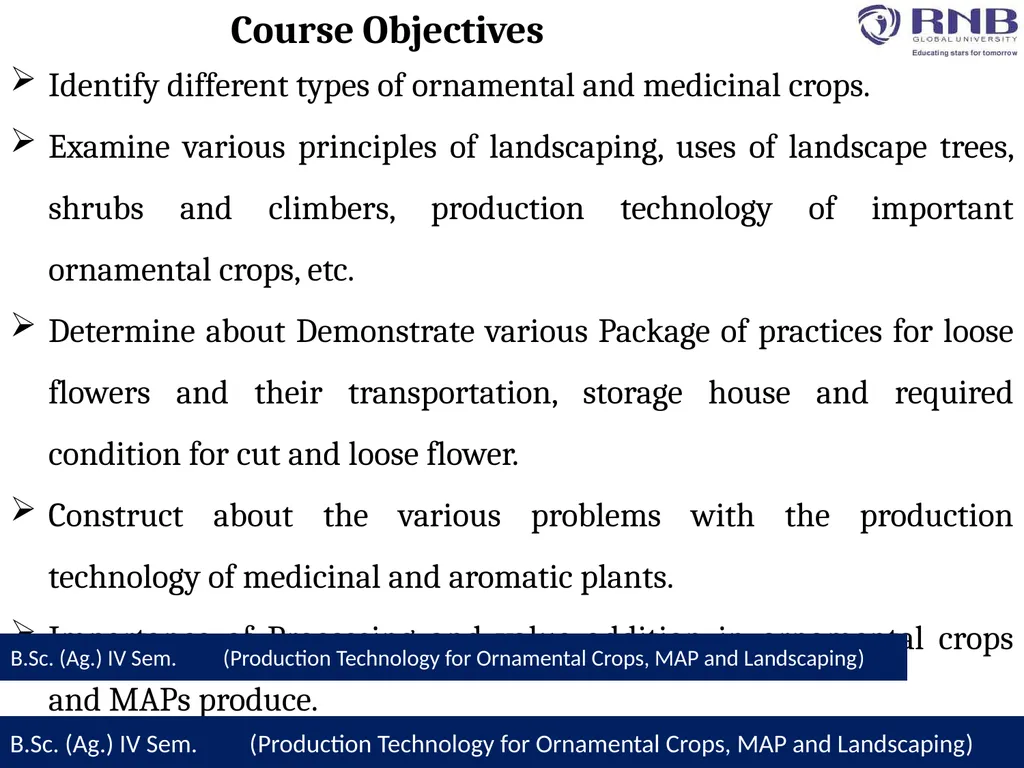Course Name- Production Technology for Ornamental - slide 2 of 13