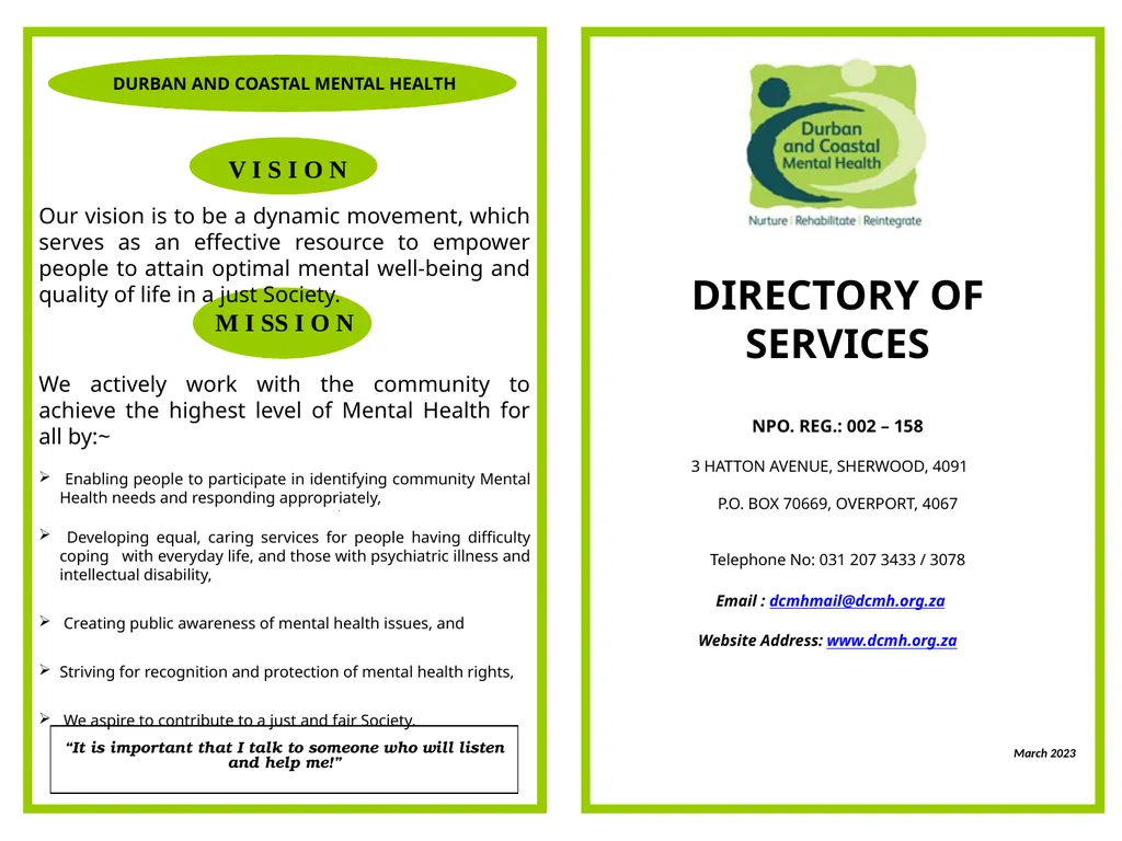 CHALLENGE PROTECTIVE TRAINING WORKSHOP PROGRAMME - slide 2 of 2