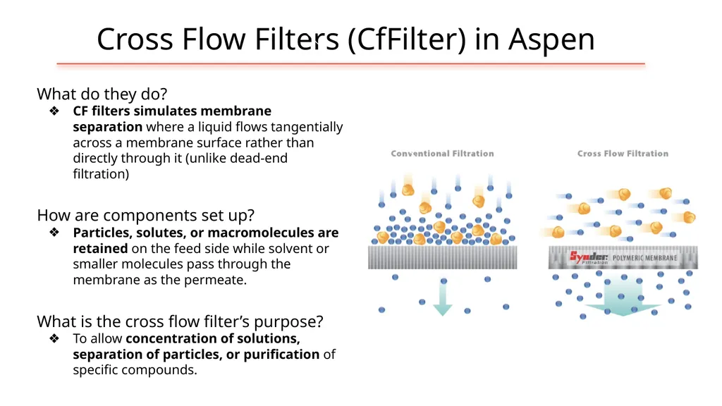 Aspen Simulation: Filtration, Membranes, and - slide 7 of 15