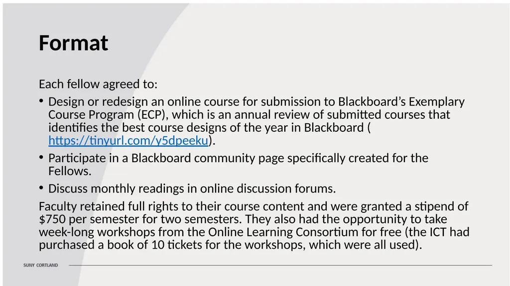 A Faculty Fellowship for Faculty Teaching Online - slide 5 of 10