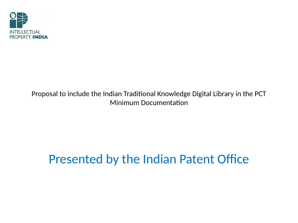 Proposal to include the Indian Traditional - slide 1 of 22