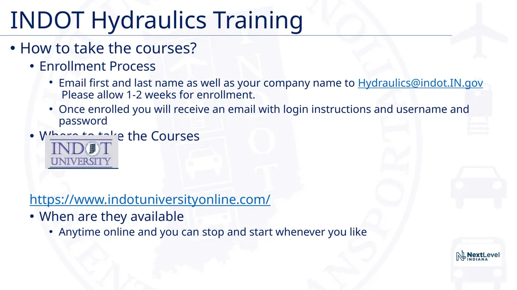 INDOT Hydraulics Training Courses Jim Emerick, PE - slide 6 of 6