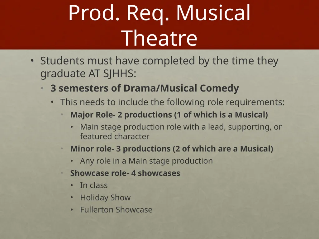 SJHHS Performing Arts Conservatory Welcome and - slide 14 of 19