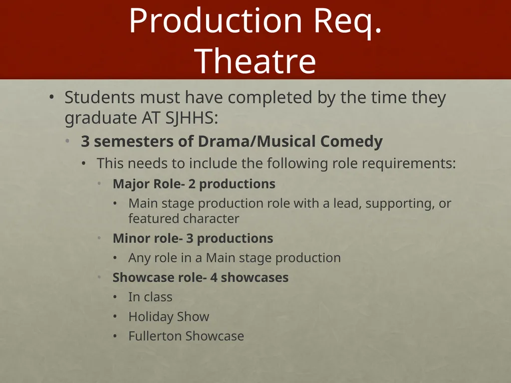 SJHHS Performing Arts Conservatory Welcome and - slide 13 of 19