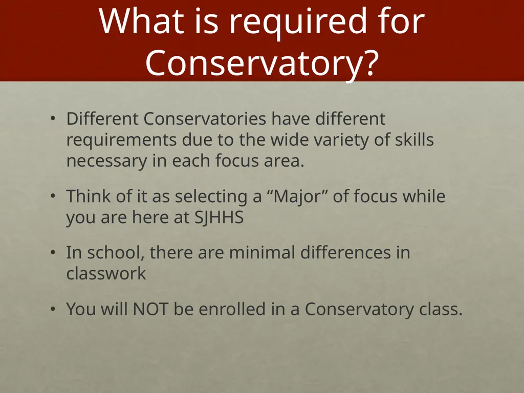 SJHHS Performing Arts Conservatory Welcome and - slide 6 of 19