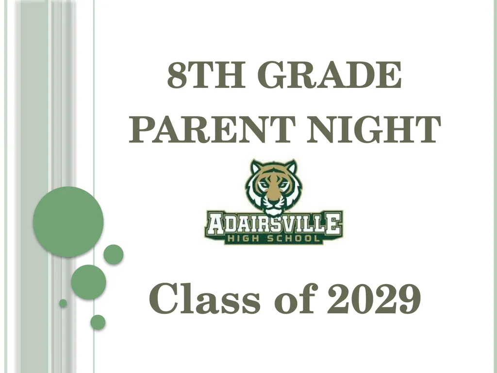 8th grade parent night Class of 2029 Welcome - slide 1 of 24