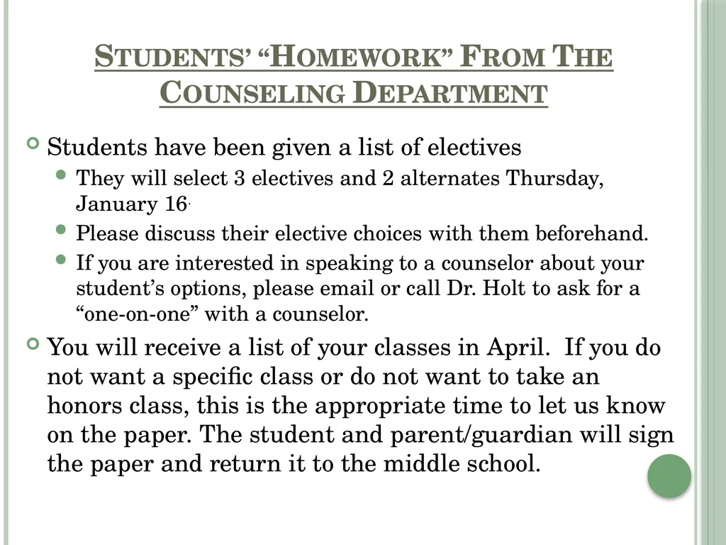 8th grade parent night Class of 2029 Welcome - slide 23 of 24