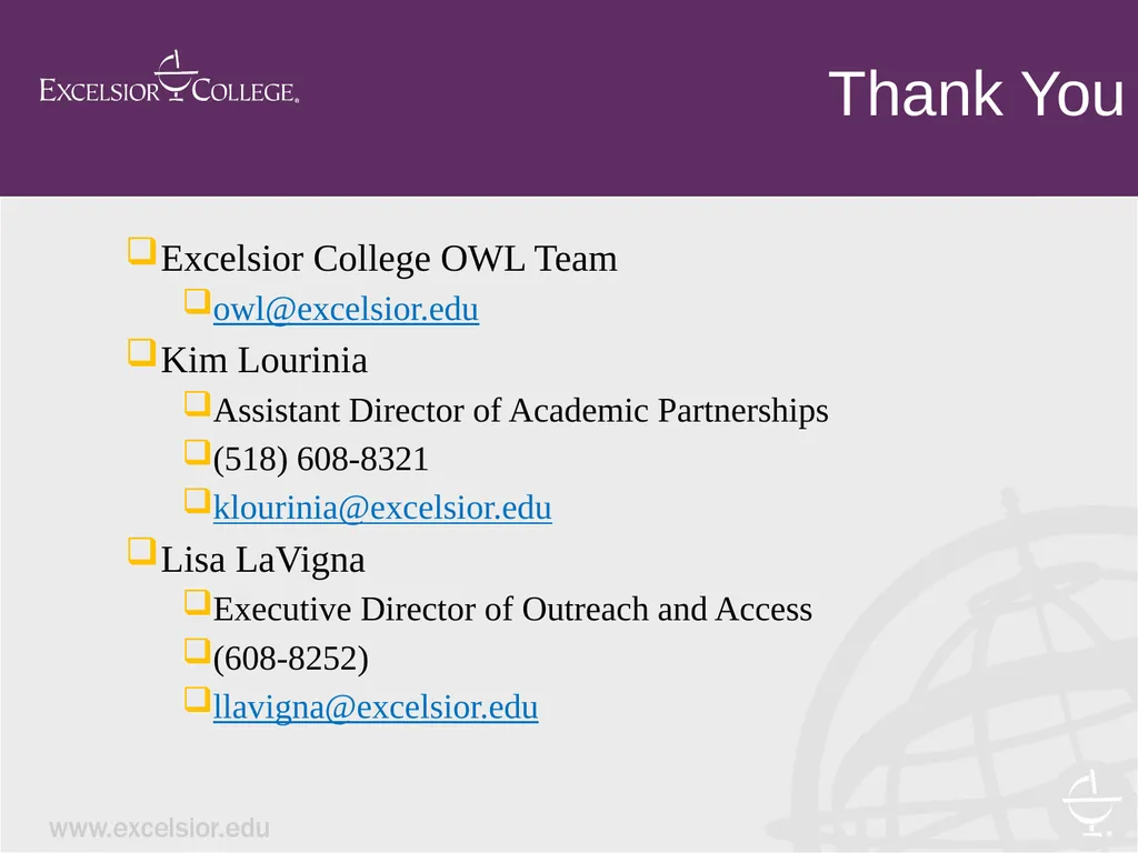 Integrating an Online Writing Lab into Curricula - slide 20 of 20