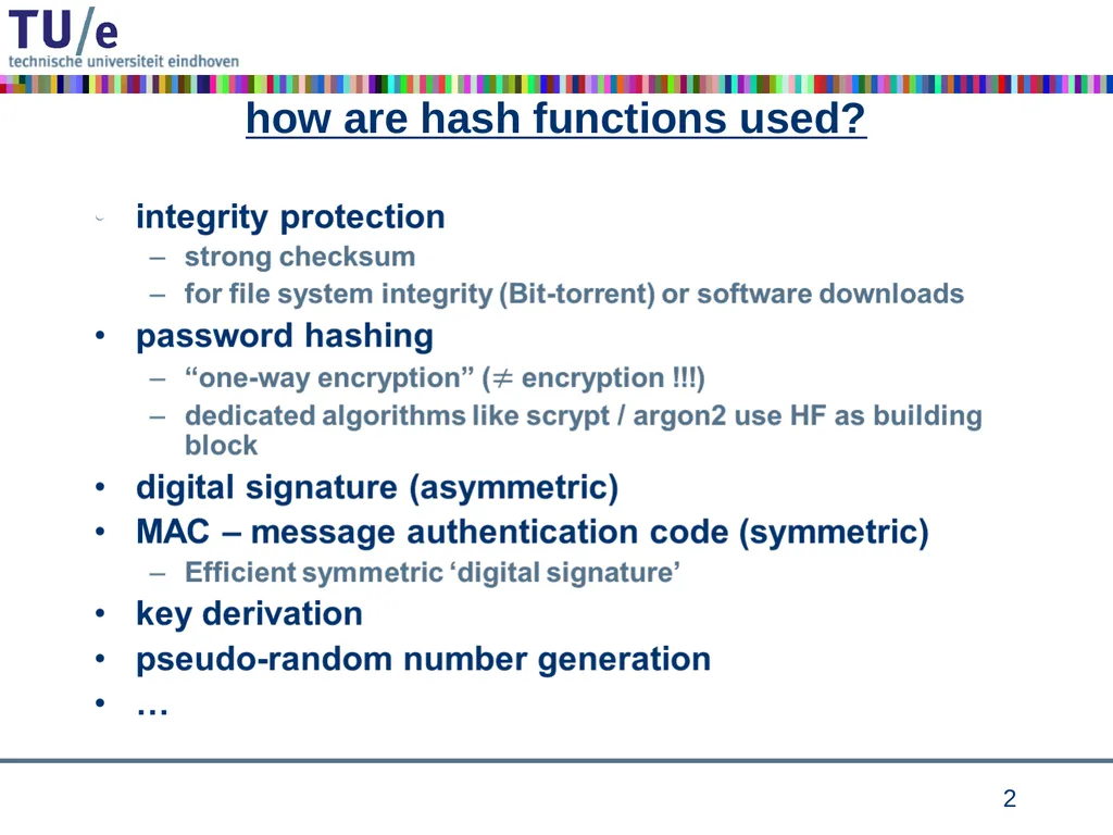 Cryptographic Hash Functions Part I Andreas - slide 2 of 32