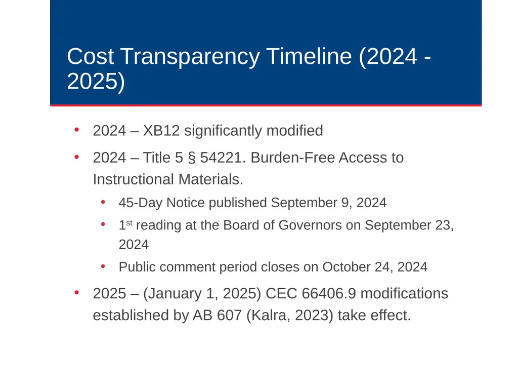 Course Cost Transparency in the California - slide 24 of 32