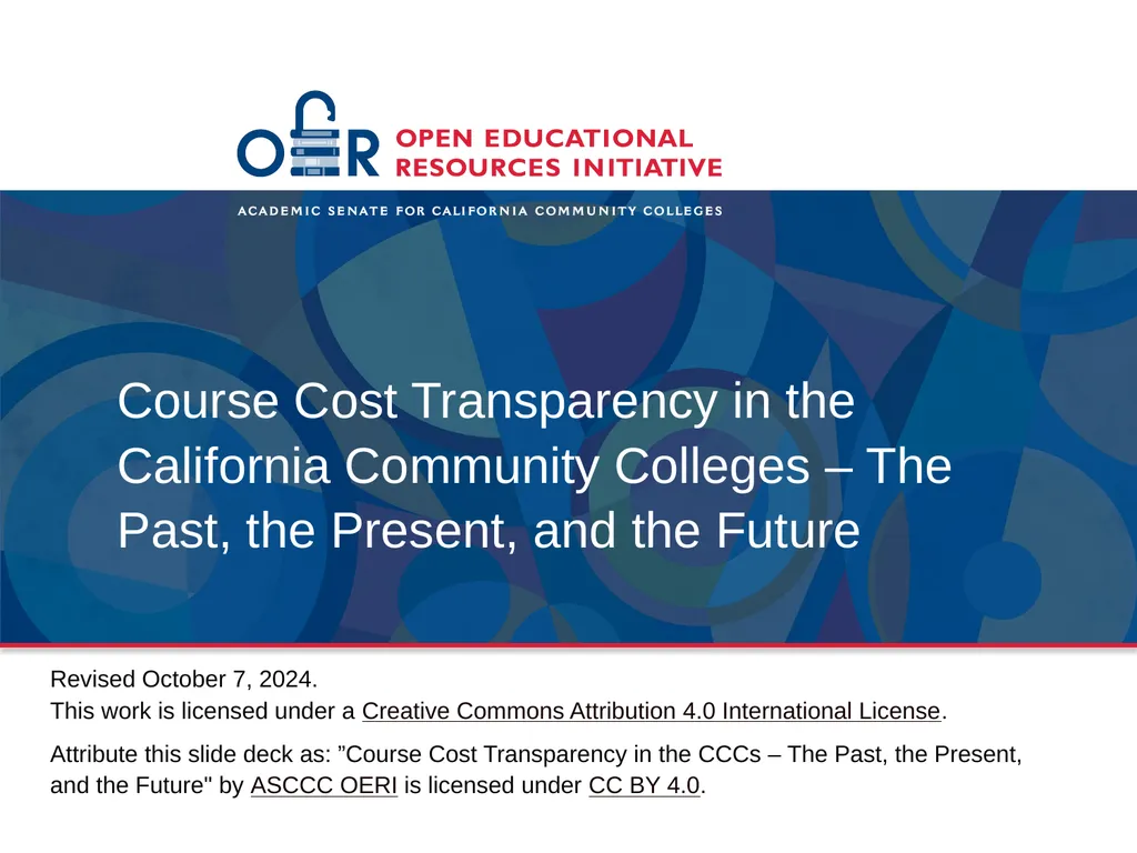 Course Cost Transparency in the California - slide 1 of 32