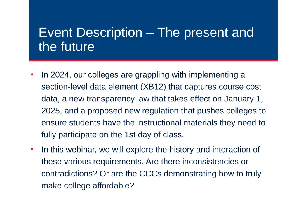 Course Cost Transparency in the California - slide 3 of 32