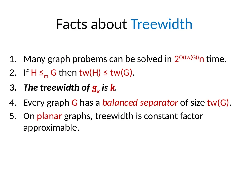 Applications of Treewidth in Algorithm Design - slide 12 of 55