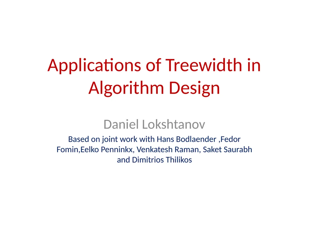 Applications of Treewidth in Algorithm Design