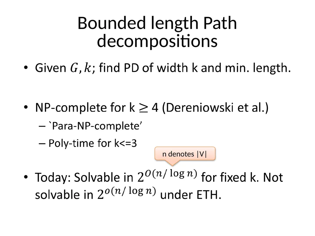 Subexponential time algorithms and lower bounds - slide 14 of 31
