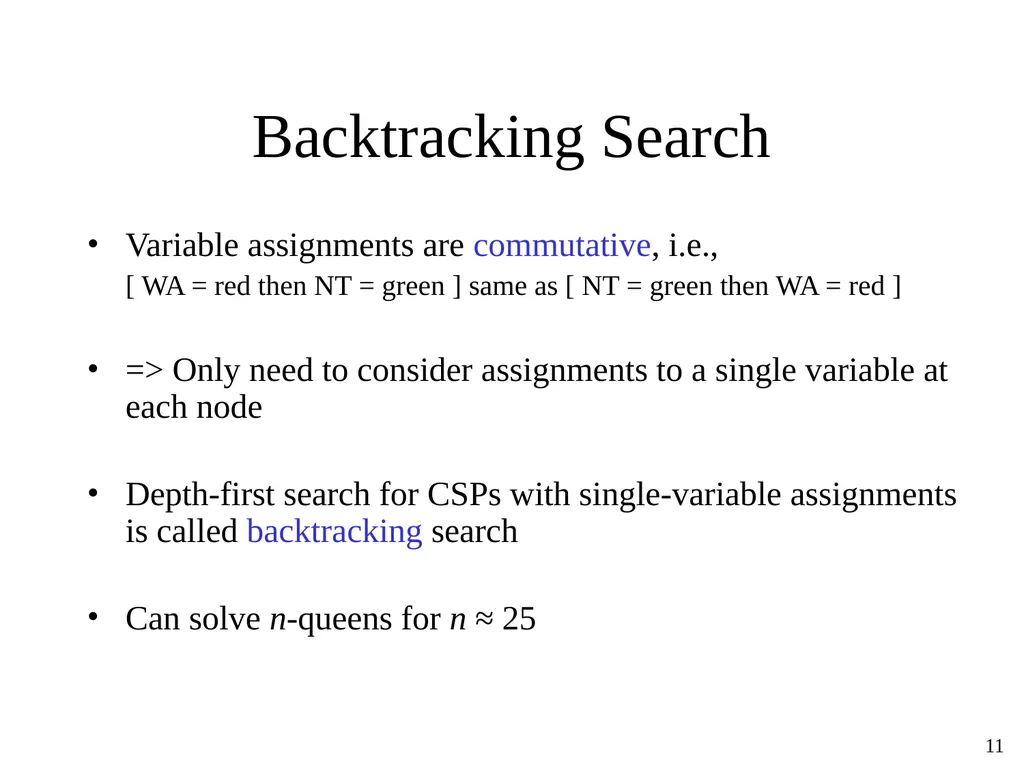 Constraint Satisfaction Problems Tuomas Sandholm - slide 11 of 46