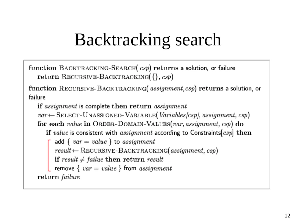 Constraint Satisfaction Problems Tuomas Sandholm - slide 12 of 46