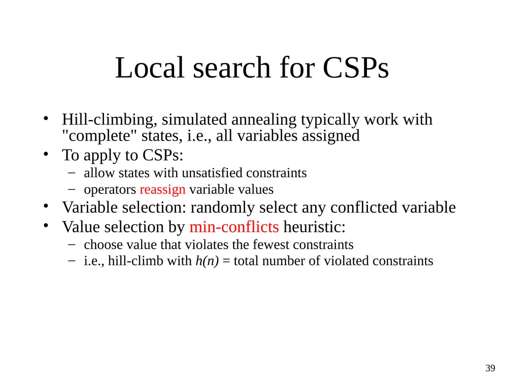 Constraint Satisfaction Problems Tuomas Sandholm - slide 39 of 46