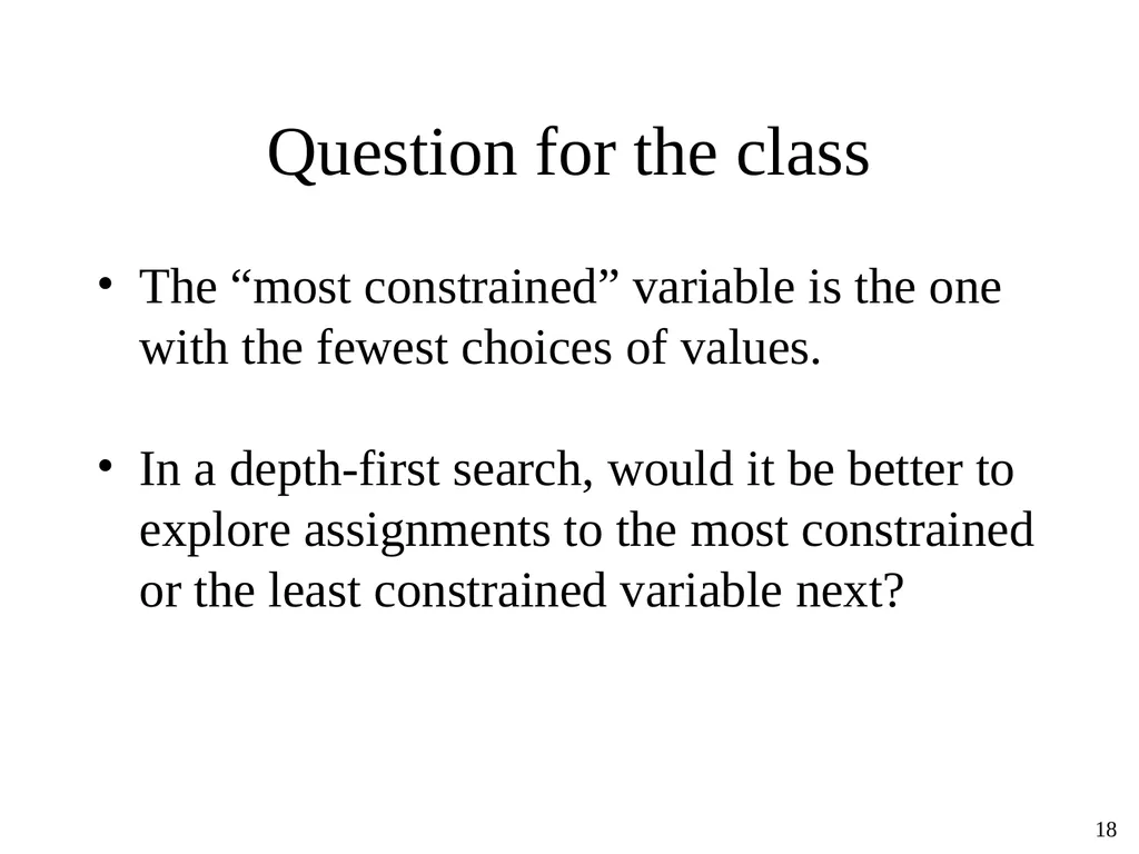 Constraint Satisfaction Problems Tuomas Sandholm - slide 18 of 46