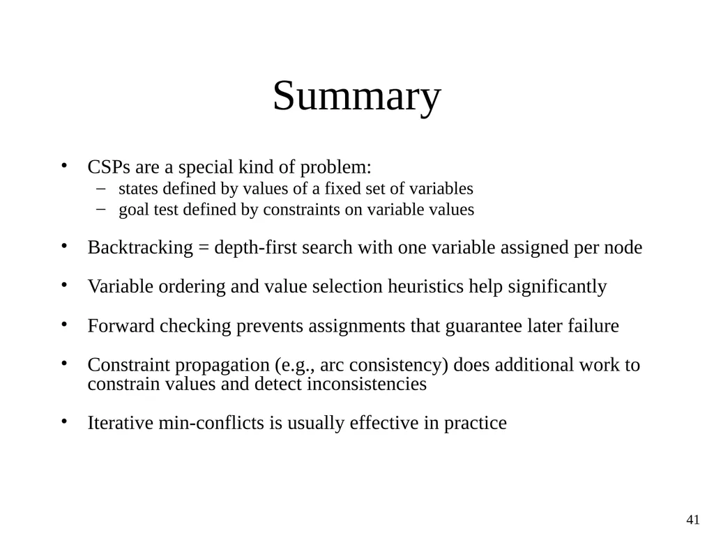Constraint Satisfaction Problems Tuomas Sandholm - slide 41 of 46