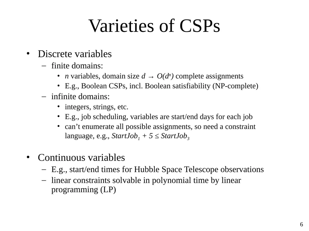 Constraint Satisfaction Problems Tuomas Sandholm - slide 6 of 46
