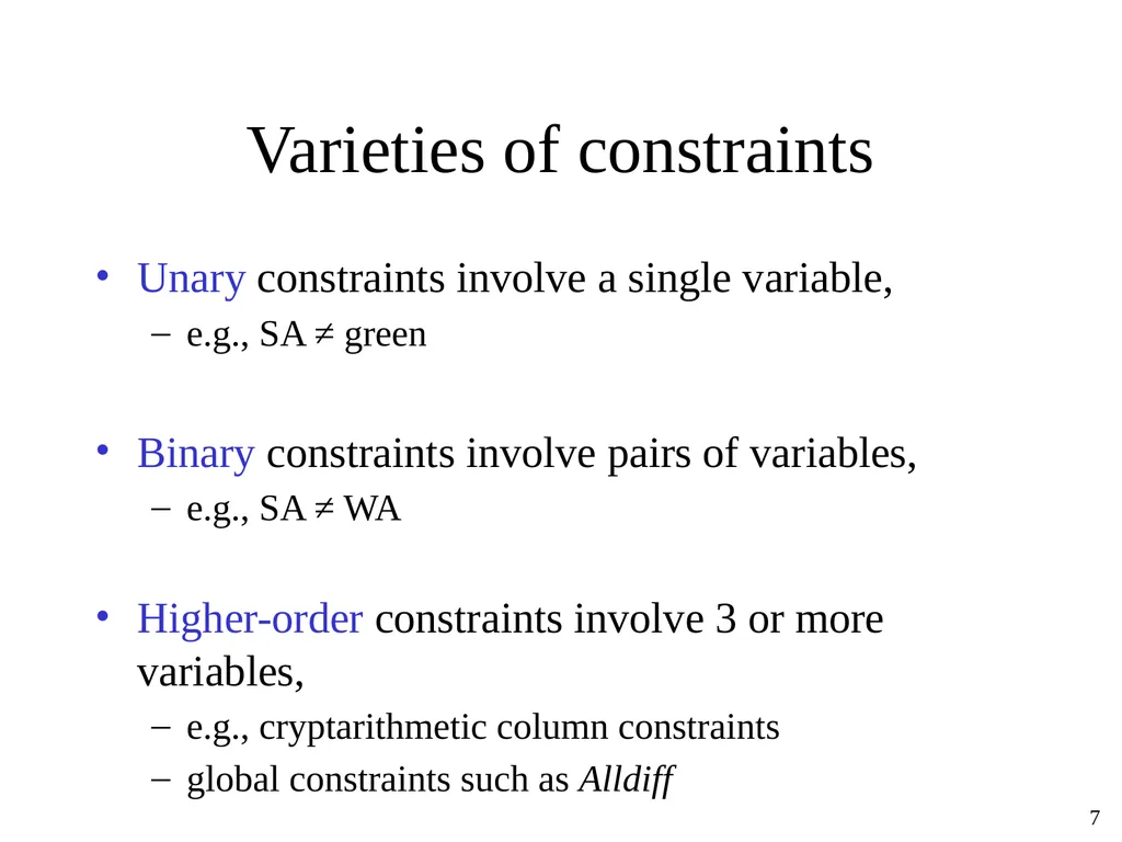 Constraint Satisfaction Problems Tuomas Sandholm - slide 7 of 46