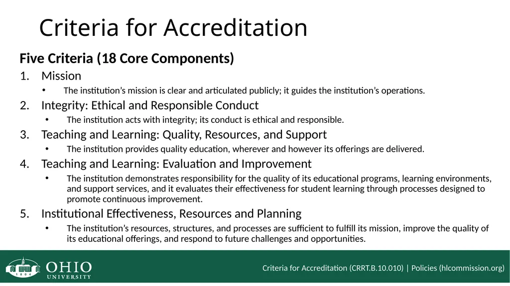 HLC Evidence Collection HLC Open Pathway Next - slide 6 of 45