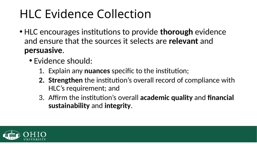HLC Evidence Collection HLC Open Pathway Next - slide 7 of 45