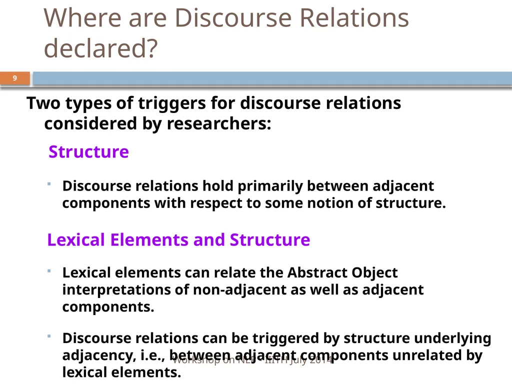 Discourse Processing Ranjani Parthasarathi - slide 9 of 99
