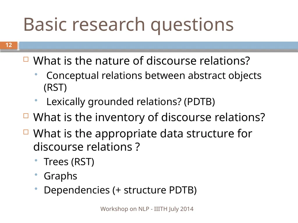 Discourse Processing Ranjani Parthasarathi - slide 12 of 99